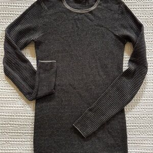 Vince Black and Gray Striped Knit Sweater